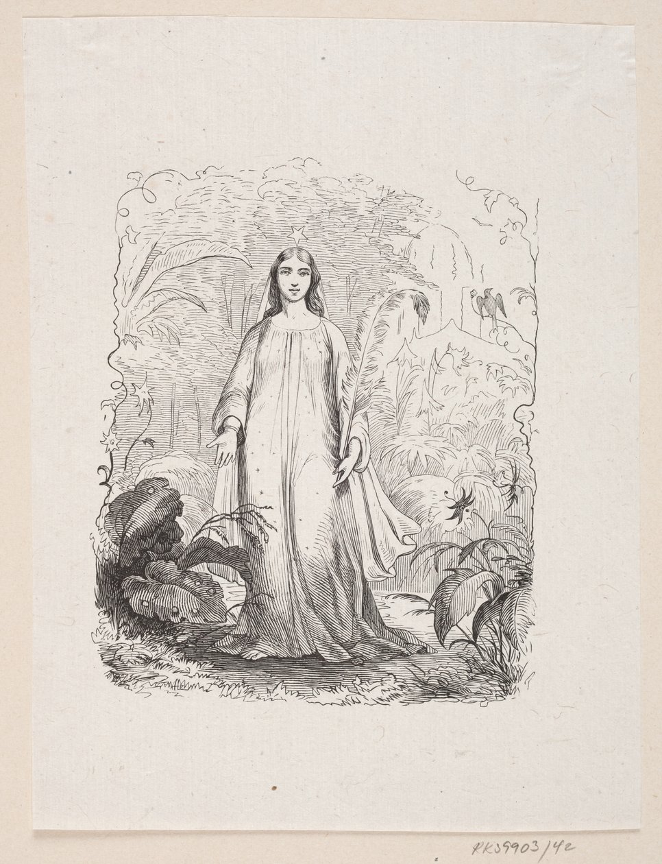 Illustration til "Paradisets Have" i H.C. Andersen, "Eventyr og Historier", Bind 1 af H.P. Hansen
