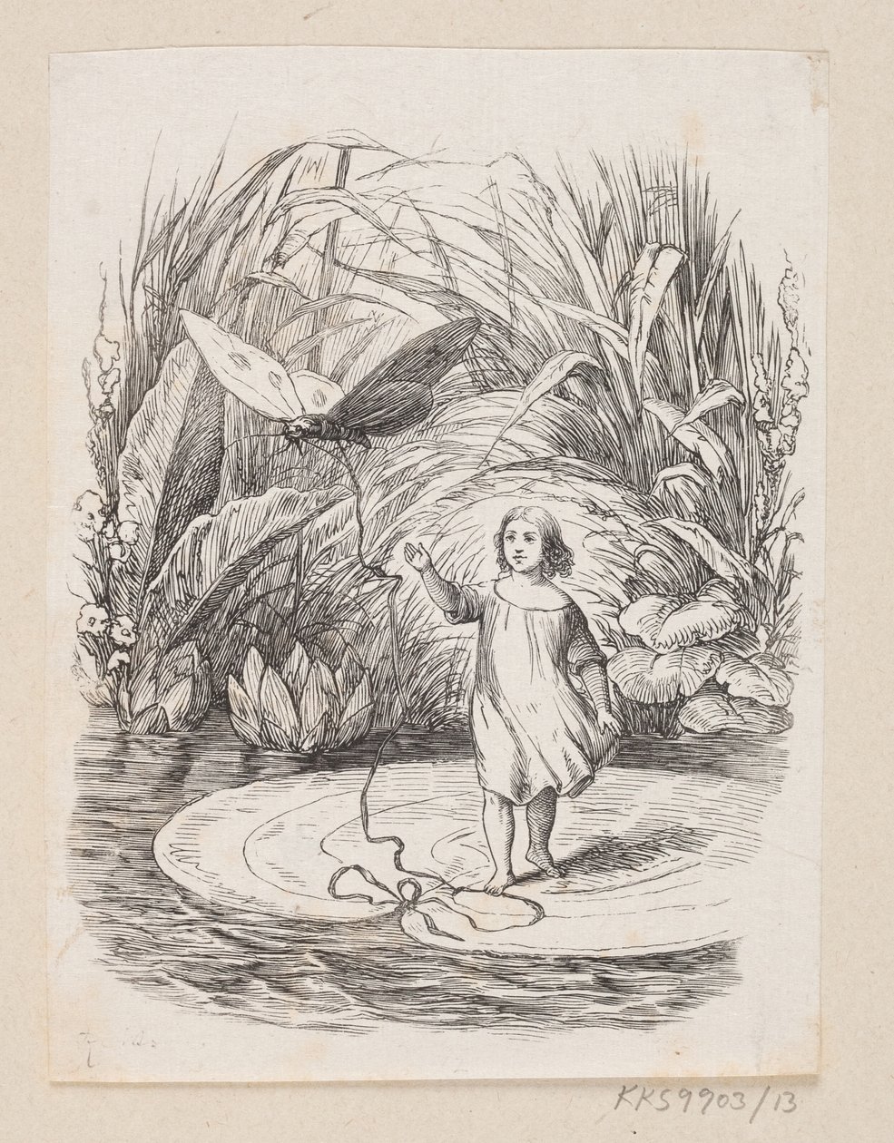Illustration til "Tommelise" i H.C. Andersen, "Eventyr og Historier", Bind 1 af H.P. Hansen