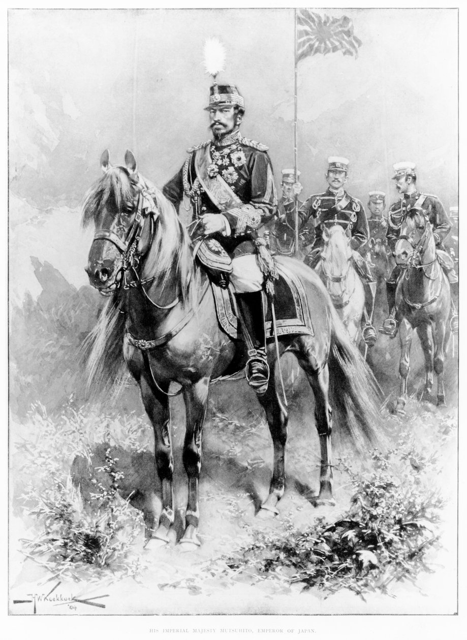 Hans kejserlige majestæt Mutsuhito, kejser af Japan (1852-1912) fra The Illustrated London News, 16. januar 1904 af H.W. Koekkoek