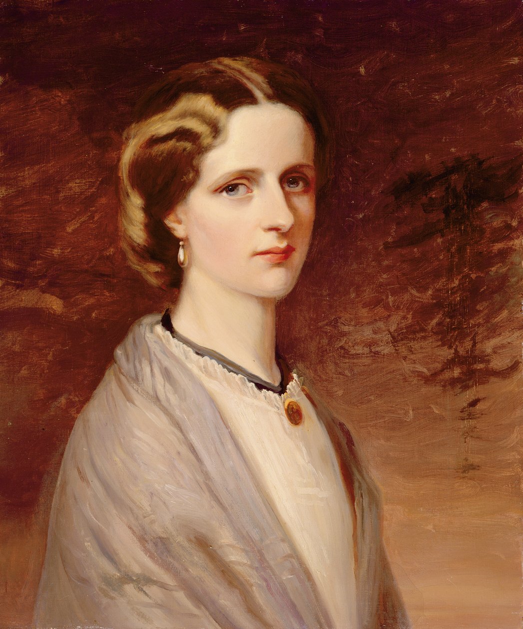 Portræt af Emily, Mrs Meynell Ingram (olie på lærred) af H. (after) Taylor