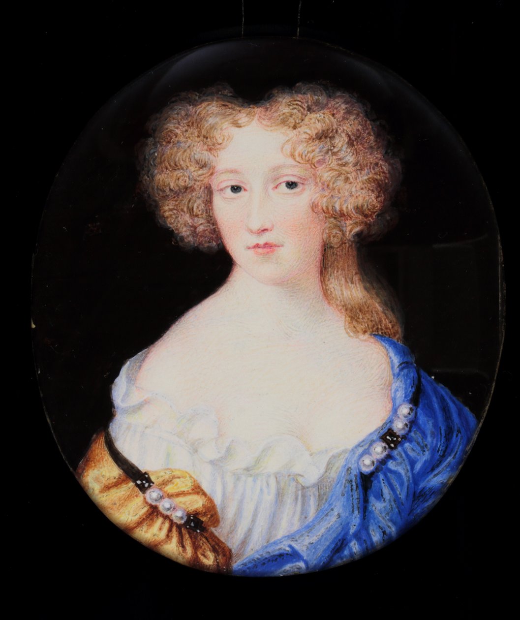 Lady Margaret Cavendish, bagefter hertuginde af Newcastle (akvarel på elfenben) af H. Byrne