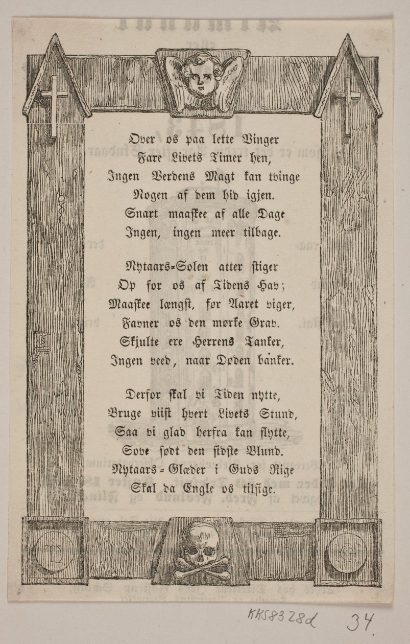 Indramning med englehoved, kors og kranie af H. C. Henneberg