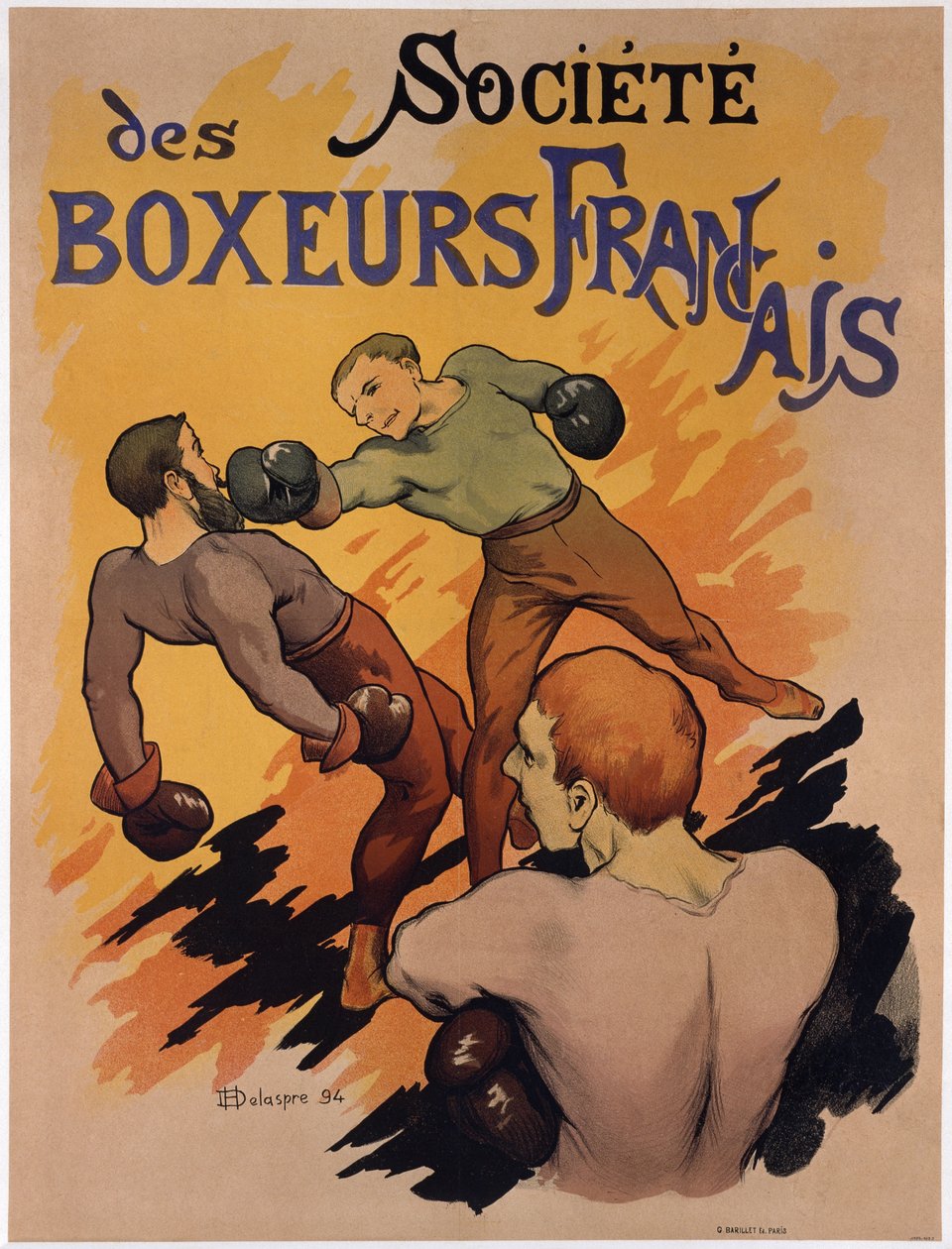 Plakat, der reklamerer for Societe des boxeurs francais, 1894 af H. Delaspre