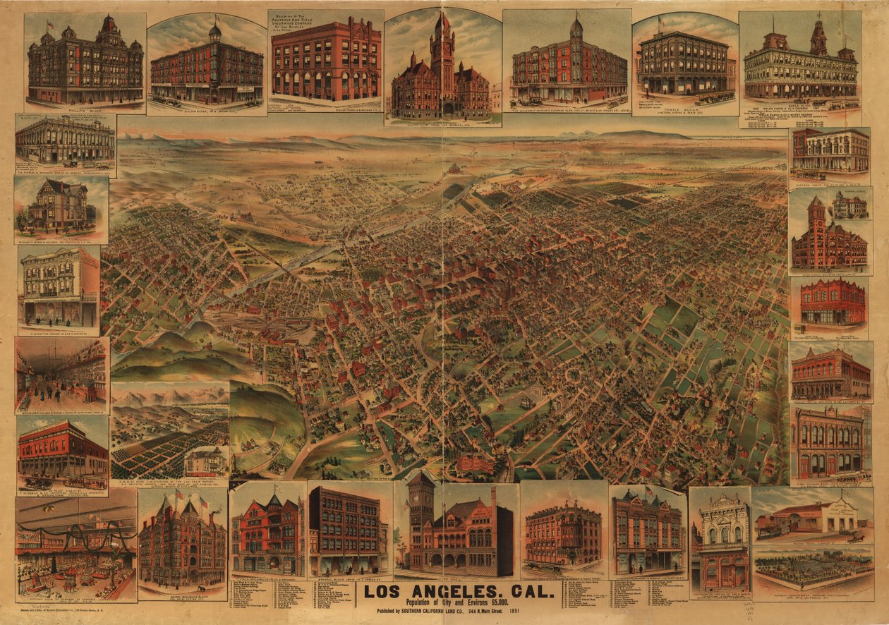 Los Angeles, Cal., befolkning i by og omegn 65.000. af H.; Elliott Pu Co.; Southern California Land Co. Elliott