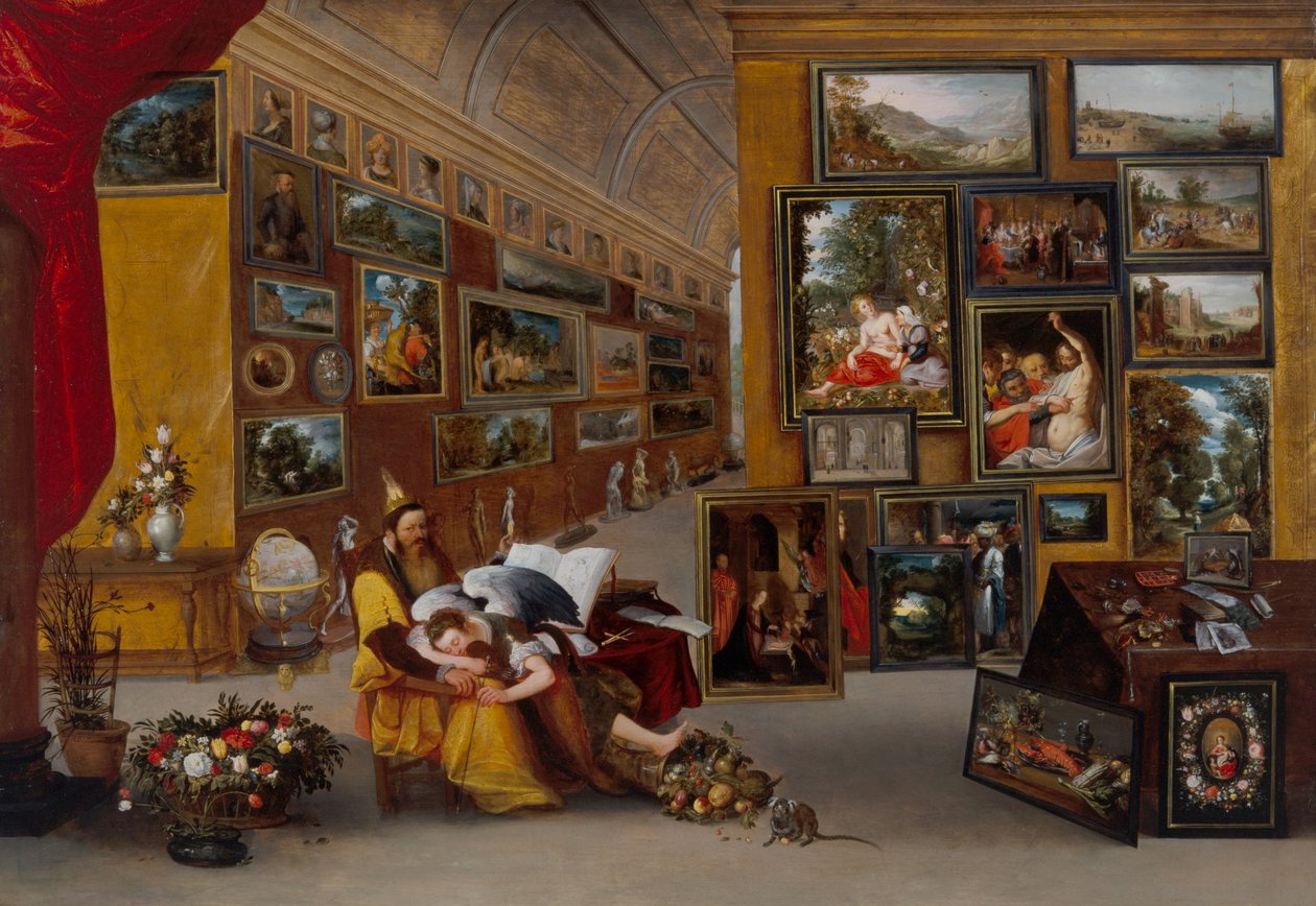 Interiøret af et billedgalleri med allegoriske billeder af H. II & Brueghel Jan I (1568 1625) Francken