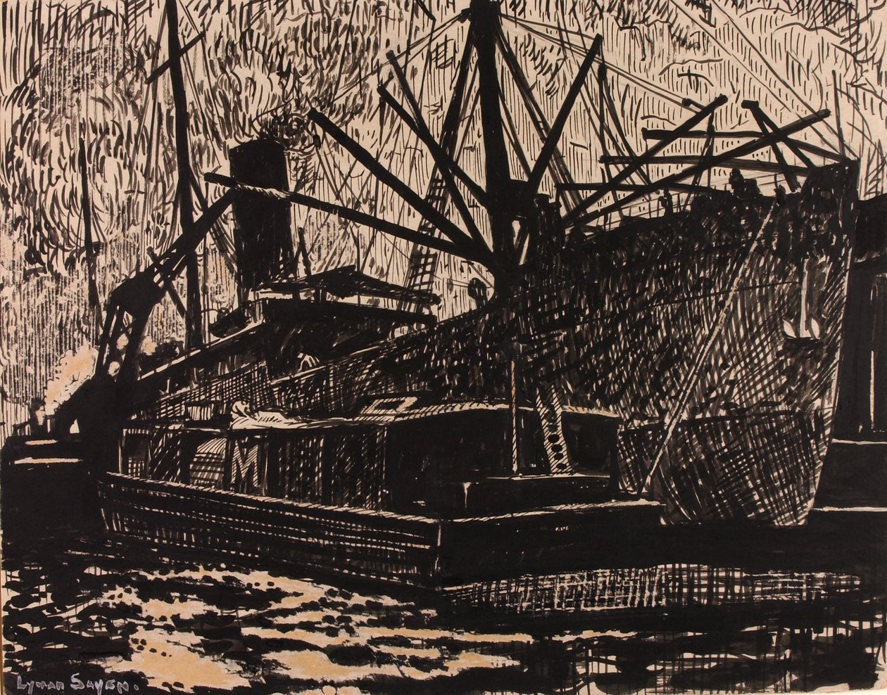 (Liner og slæbebåd) af H. Lyman Sayen