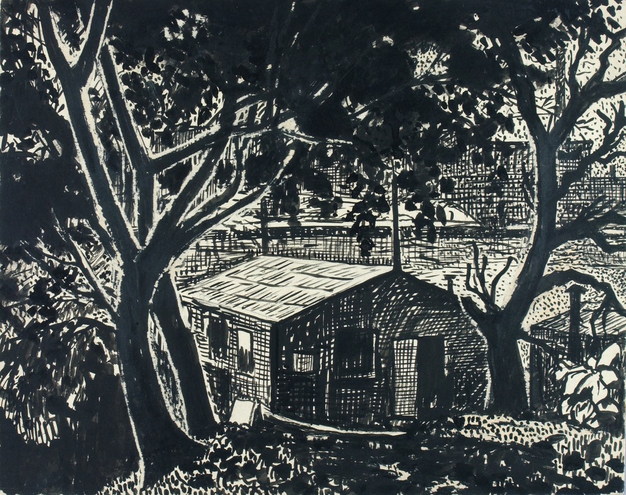Uden titel (hus i skoven) af H. Lyman Sayen