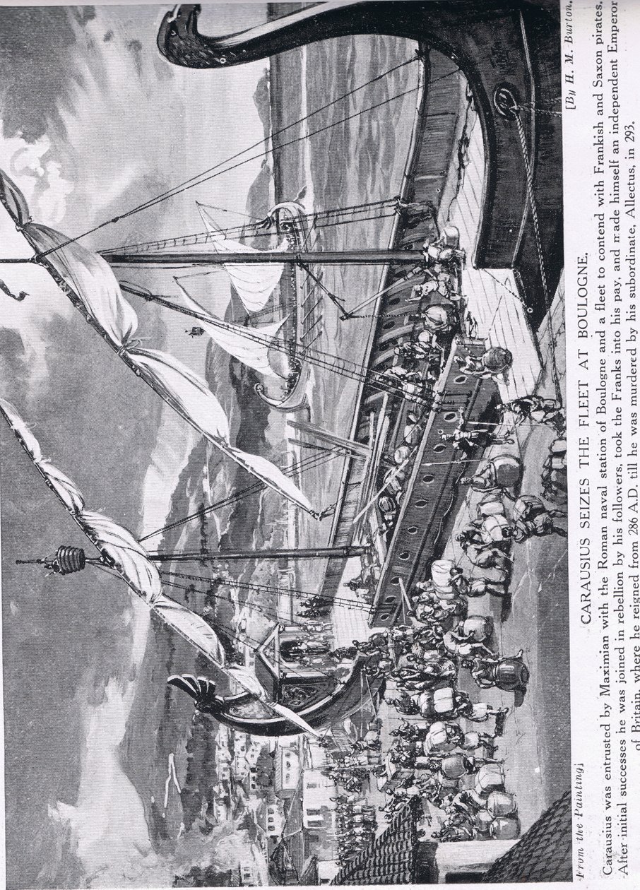 Carausius griber flåden ved Boulogne, illustration fra 