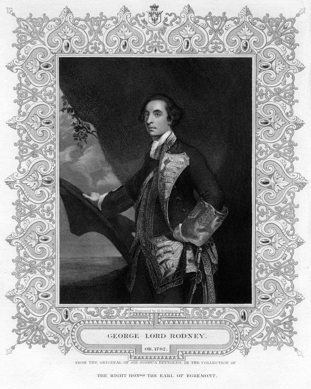 Admiral George Brydges Rodney 1719-1792, 1. Baron Rodney, 1800-tallet. af H. Robinson