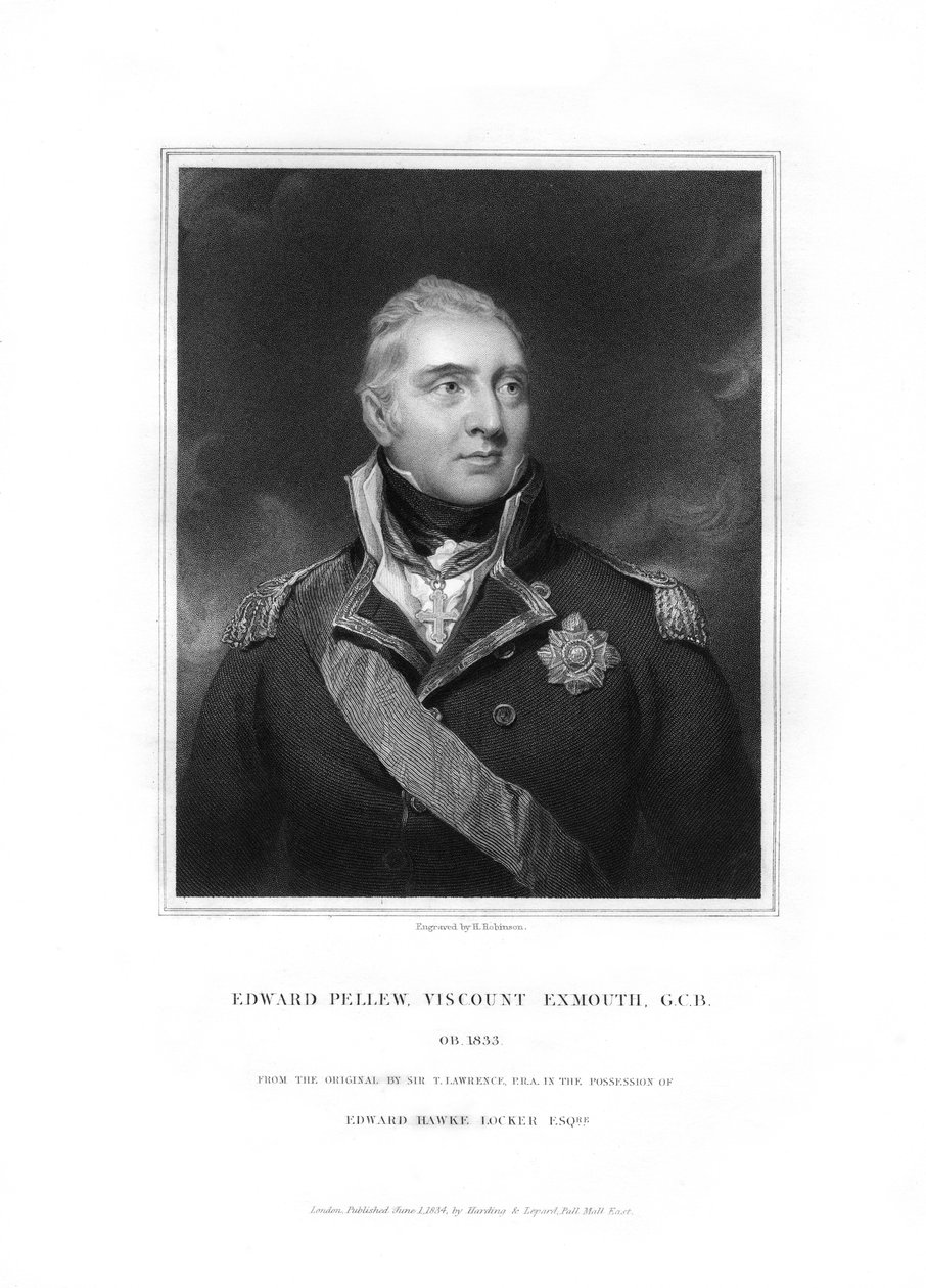 Edward Pellew, 1. Viscount Exmouth, britisk flådeofficer, 1834. af H. Robinson