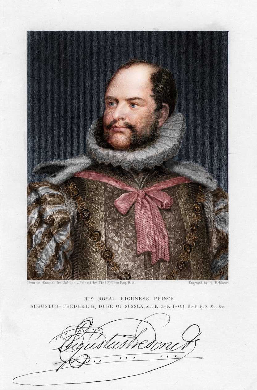 Prins Augustus Frederick, hertug af Sussex, 1800-tallet af H. Robinson