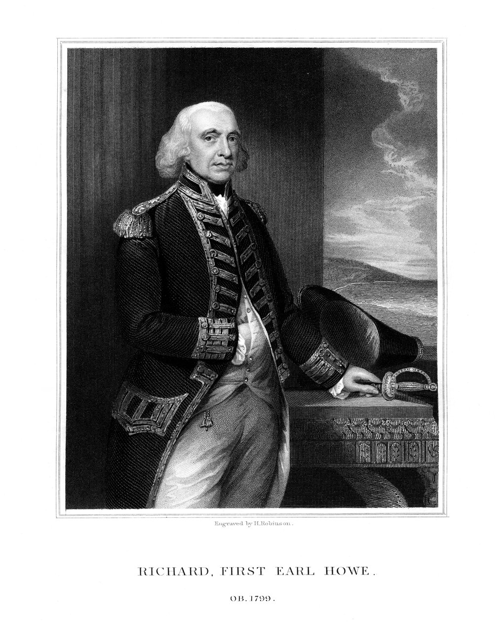 Richard Howe, 1st Earl Howe, britisk admiral, 1832. af H. Robinson