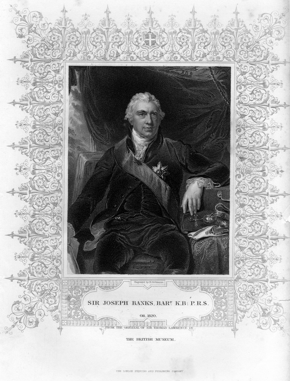 Sir Joseph Banks 1743-1820, engelsk naturforsker, botaniker og videnskabsmæcen, 1800-tallet. af H. Robinson