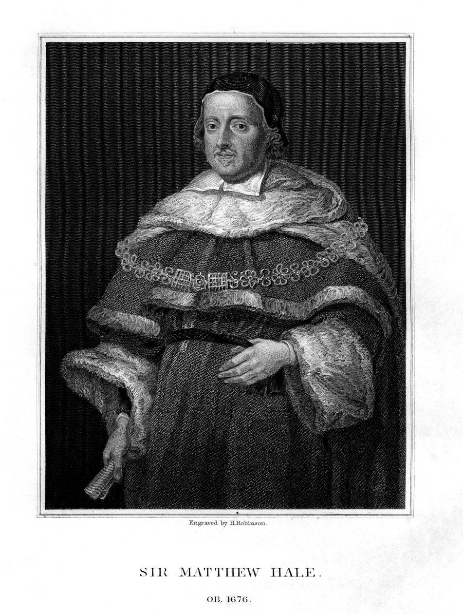 Sir Matthew Hale, Lord Chief Justice of England, 1829. af H. Robinson