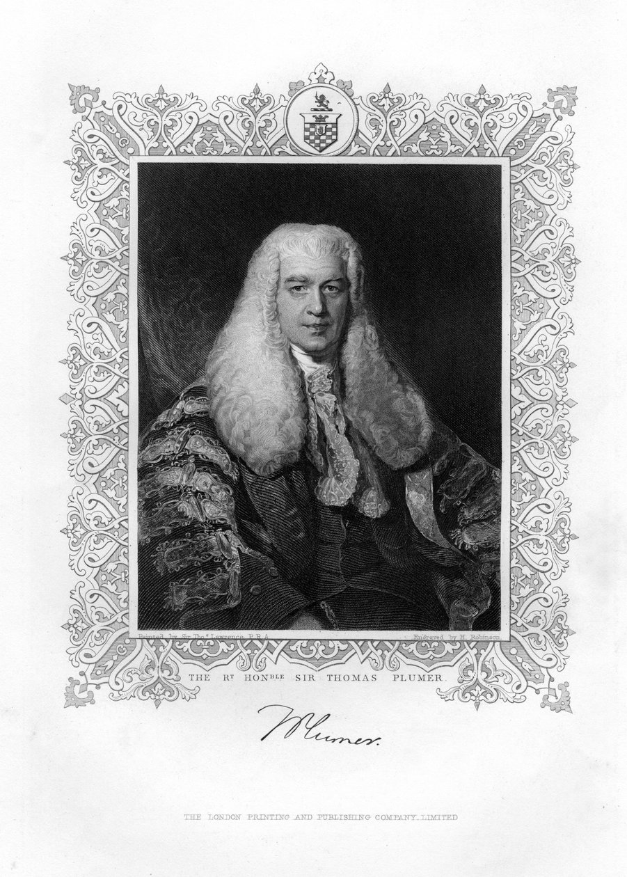 Sir Thomas Plumer 1753-1824, britisk dommer og politiker, 1800-tallet. af H. Robinson
