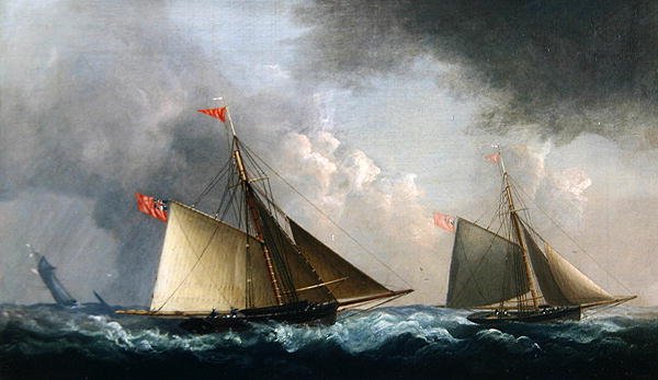 Cutter Yachts Racing (olie på lærred) af H. Sargeant