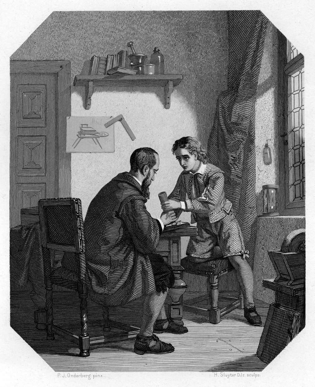 Hans Jansen og hans søn Sacharias, c1870 af H. Sluyter
