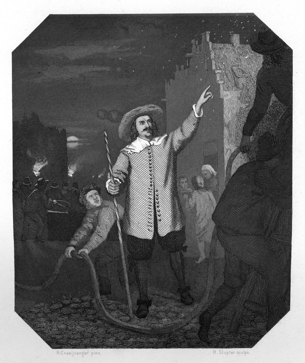 Jan van der Heyden, hollandsk barokmaler, tegner, grafiker og opfinder, c1870 af H. Sluyter