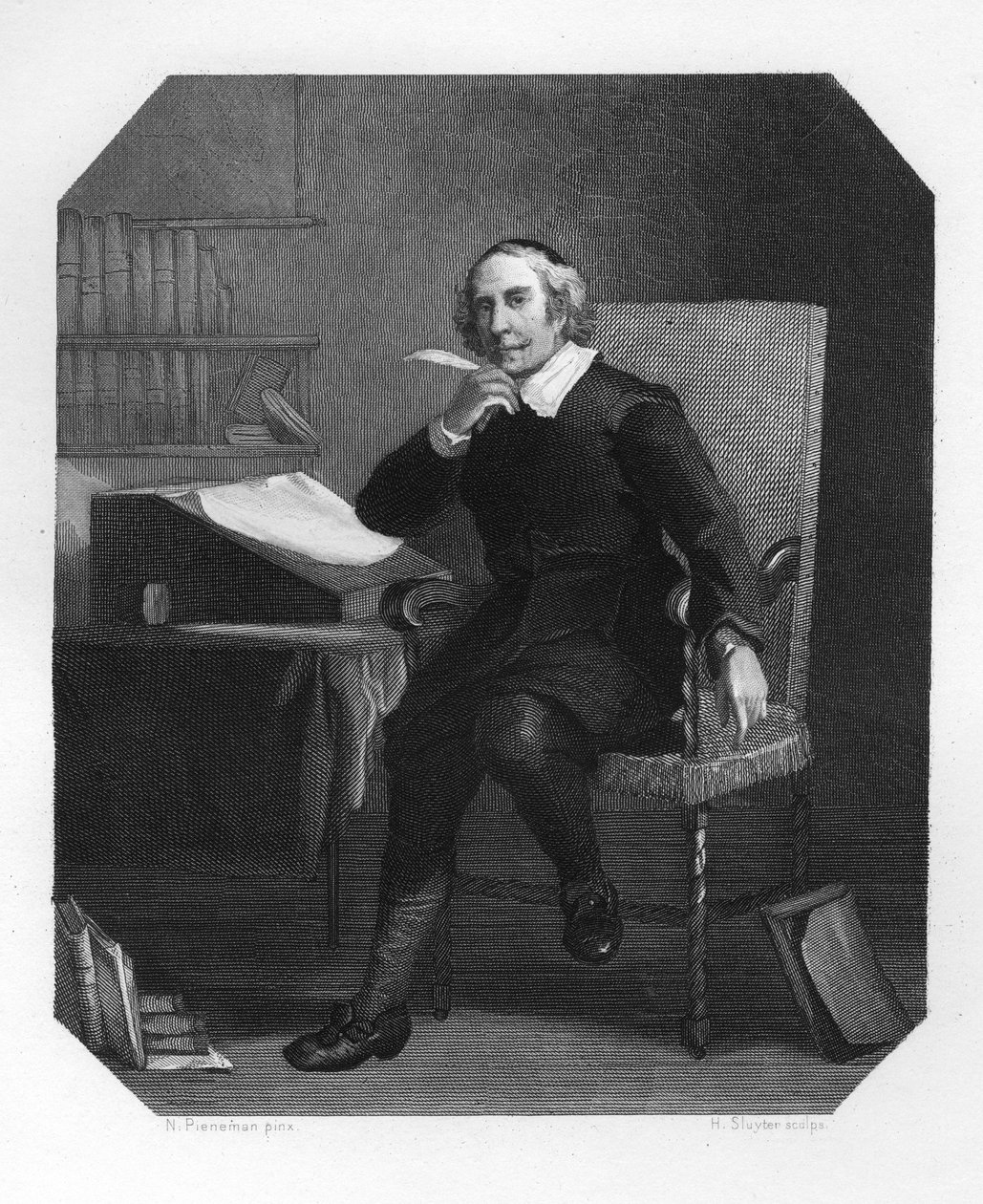 Joost van den Vondel, hollandsk digter og dramatiker fra det 17. århundrede, c1870. af H. Sluyter
