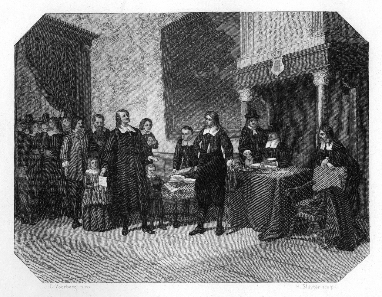 Modtagelse af de franske protestanter i Amsterdam, slutningen af det 17. århundrede c1870 af H. Sluyter