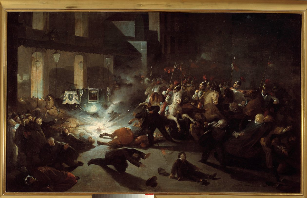 Attentatforsøg på Napoleon III af Felice Orsini i Paris den 14. januar af H. Vittori Romano