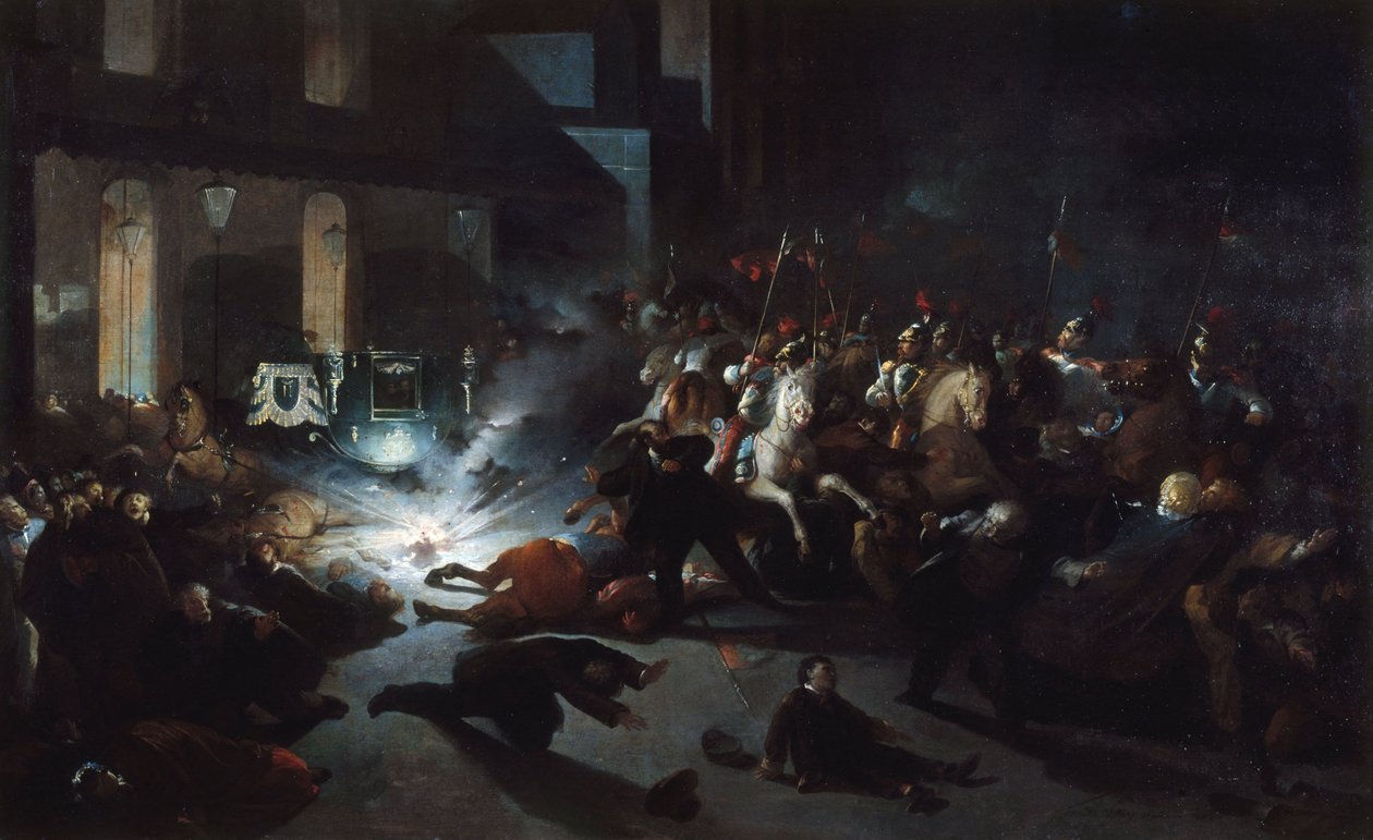Orsinis mordforsøg foran Opéra den 14. januar af H. Vittori Romano