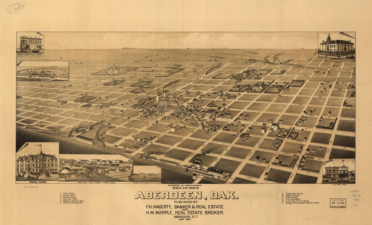 Fugleperspektiv af Aberdeen, Dak. LOC 75696570 af H. Wellge