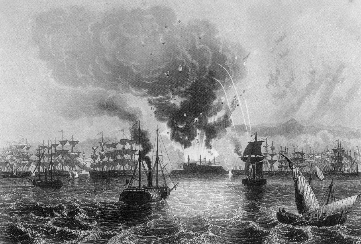 Bombardement af St Jean DAcre af admiral Sir Charles Napier, 3. november 1840 c1857. af H. Winkles