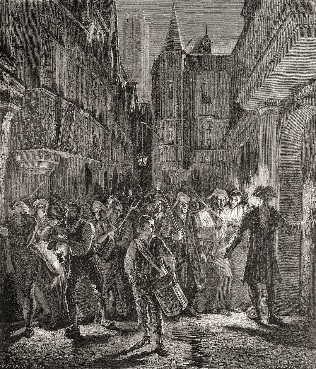 Paris bevogtet af folket, indgraveret af Pannemaker-Ligny (gravering) af H. de la (after) Charlerie