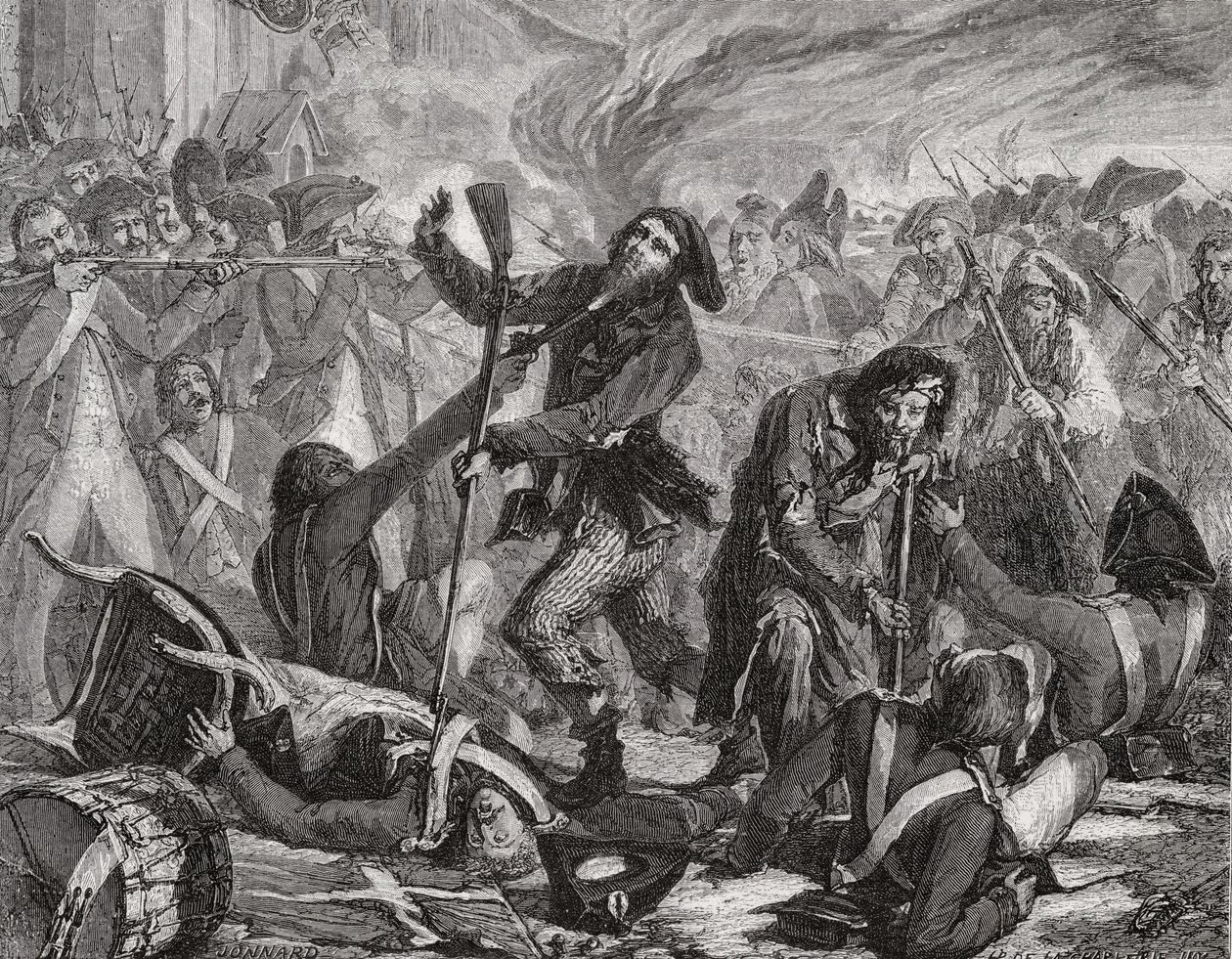 Massakren på den schweiziske garde, 10. august 1792 af H. de la Charlerie