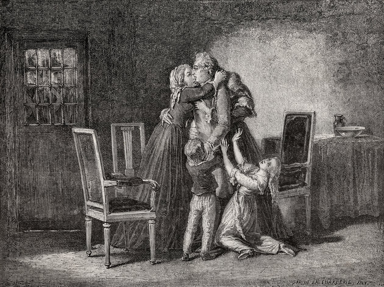 Den kongelige families sidste farvel, 20. januar 1793, graveret af Carbonneau, fra 