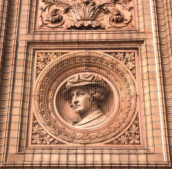 Detalje af facaden på Hamburger Kunsthalle (foto) af H. v. d. Schirrmacher G. T. and Erbe A. Hude