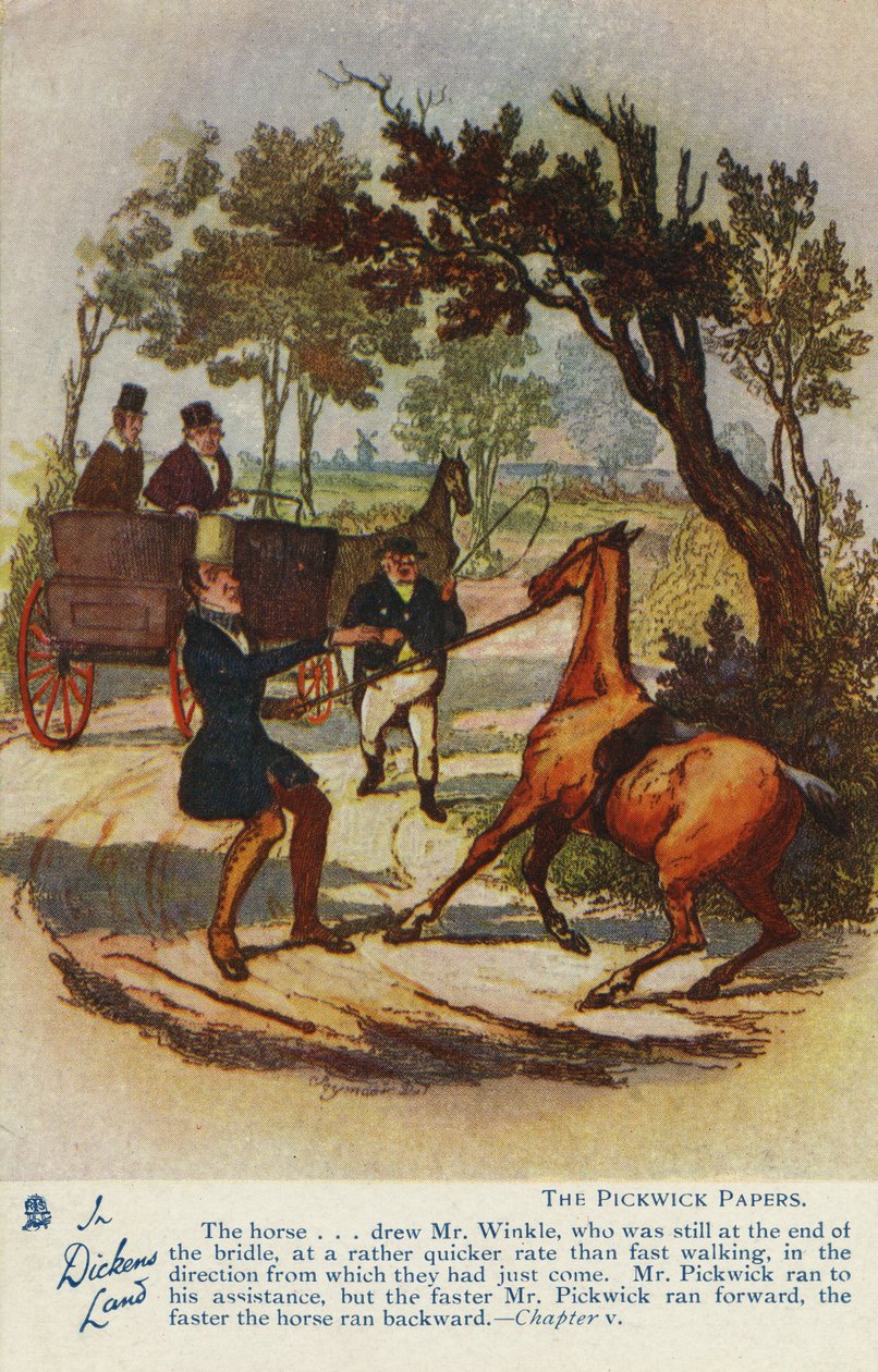 I Dickens Land - The Pickwick Papers Postcard, ca. 1905 af Hablot Knight Browne