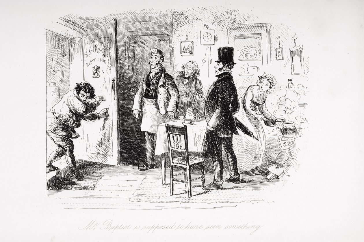 Hr. Baptist skulle have set noget, illustration fra "Little Dorrit" af Charles Dickens (1812-70), første gang udgivet i 1857 af Hablot Knight Browne