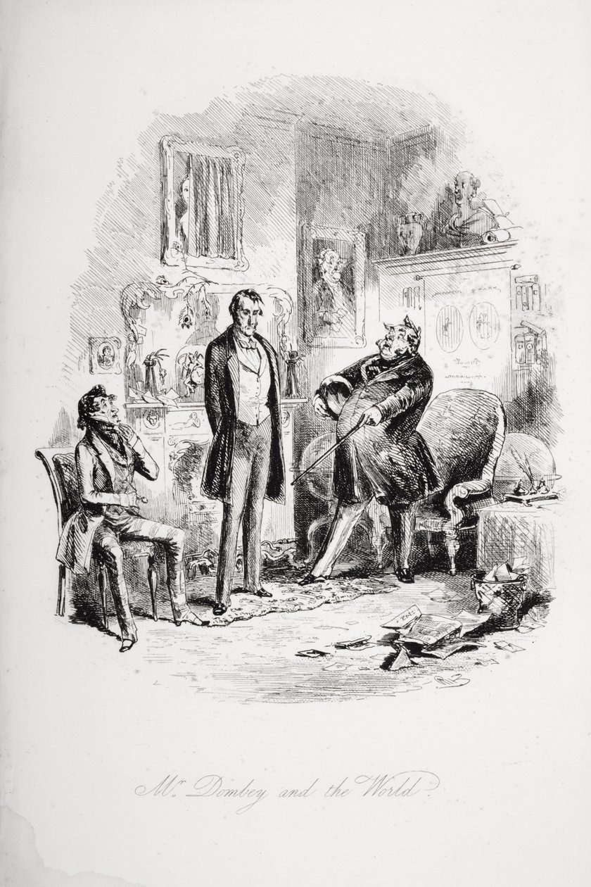 Hr. Dombey og verden, illustration fra "Dombey and Son" af Charles Dickens (1812-70), første gang udgivet i 1848 af Hablot Knight Browne
