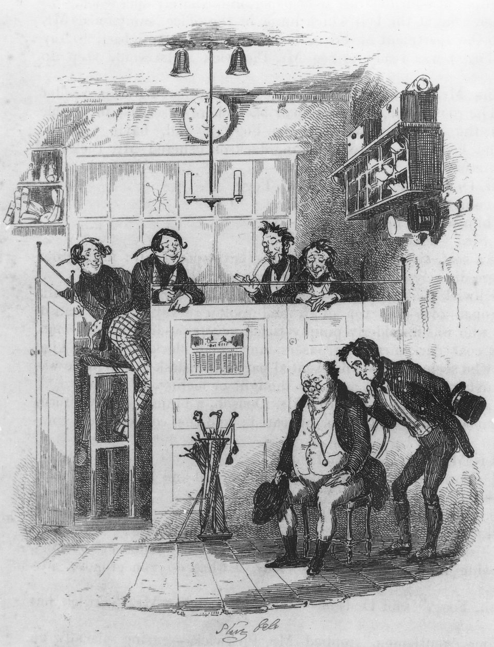 Mr. Pickwick og Sam på advokatens kontor, illustration fra 