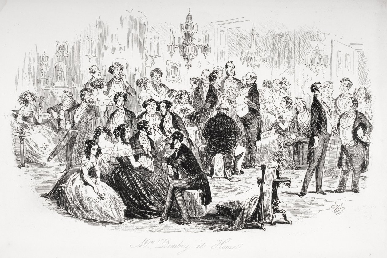 Mrs. Dombey derhjemme, illustration fra 