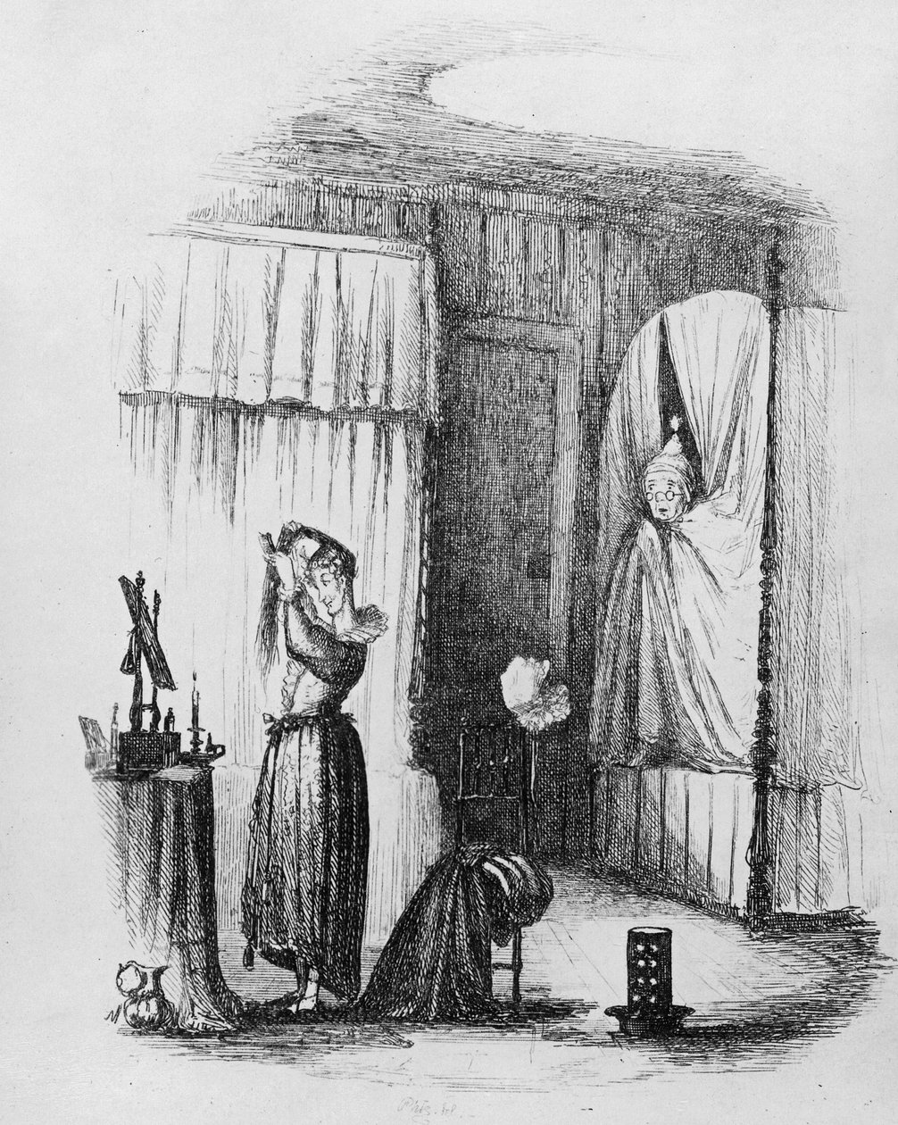 Den midaldrende dame i dobbeltværelset, illustration fra 