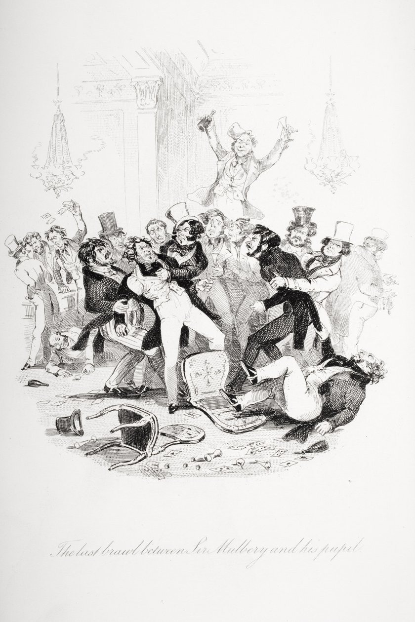 Det sidste slagsmål mellem Sir Mulberry og hans elev, illustration fra 