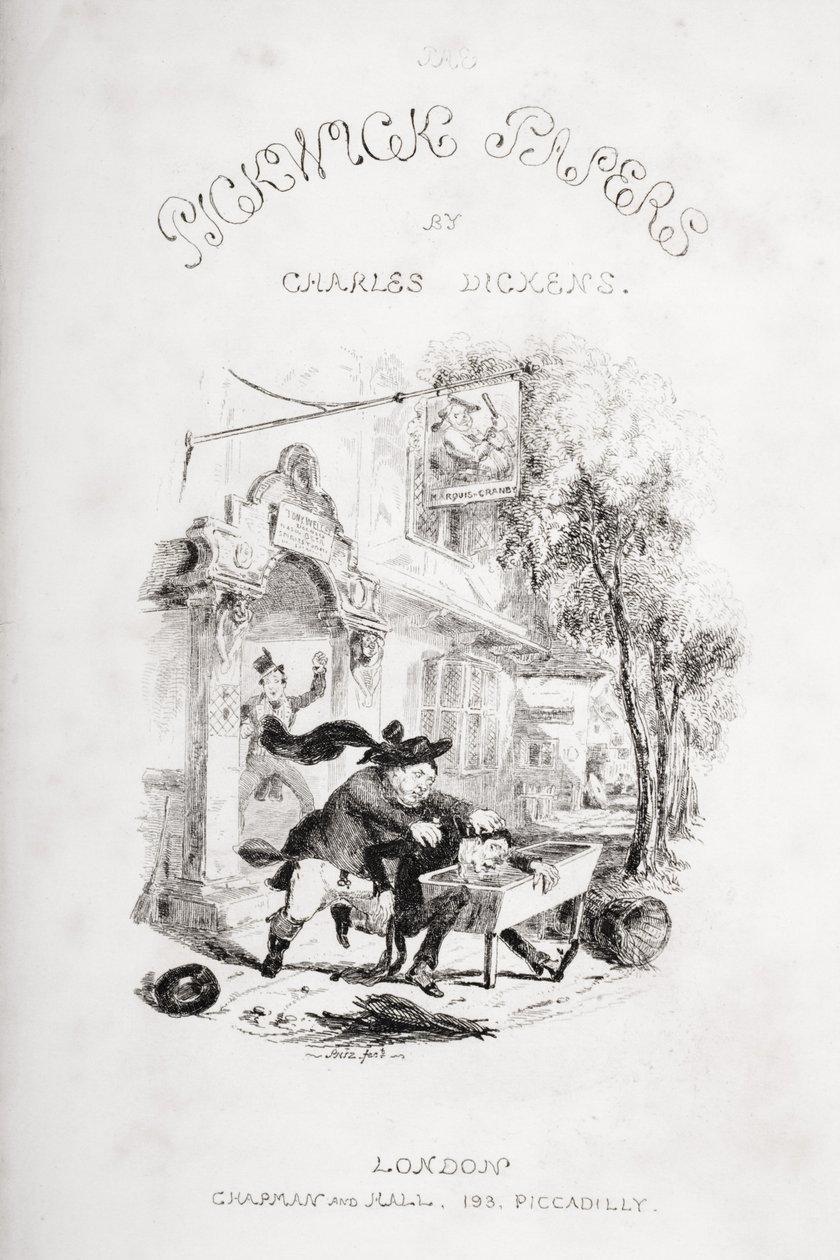 Titelblad, illustration fra `The Pickwick Papers