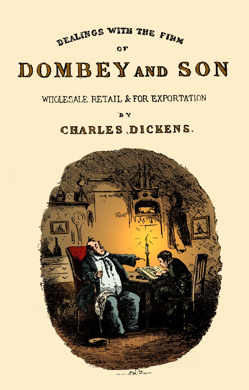 Dombey & Son af Charles Dickens. Titel side af Hablot Knight Browne