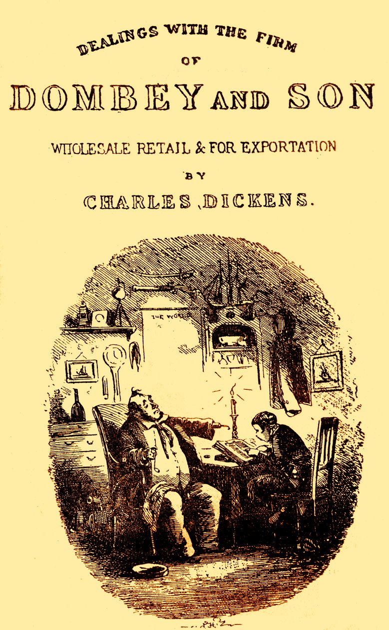 Dombey & Son af Charles Dickens. Titel side af Hablot Knight Browne