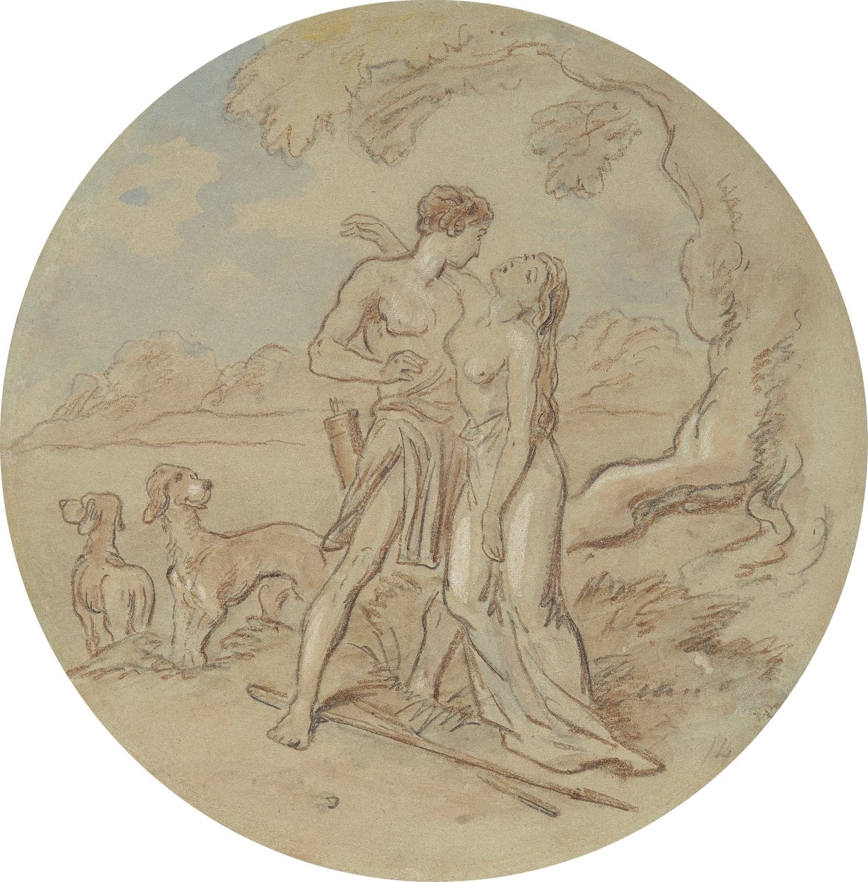 Et af atten designs til en serie af plader, der illustrerer Venus og Adonis af Hablot Knight Browne