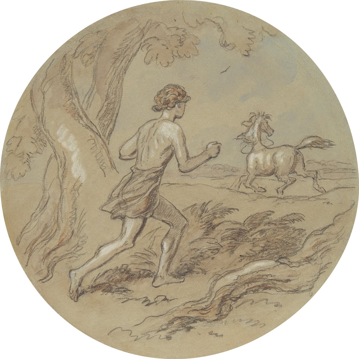 Et af atten designs til en serie af plader, der illustrerer Venus og Adonis af Hablot Knight Browne