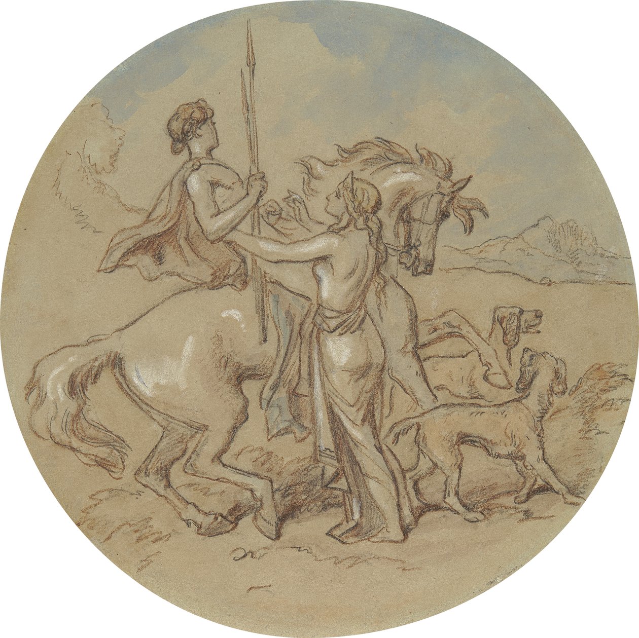 Et af atten designs til en serie af plader, der illustrerer Venus og Adonis af Hablot Knight Browne