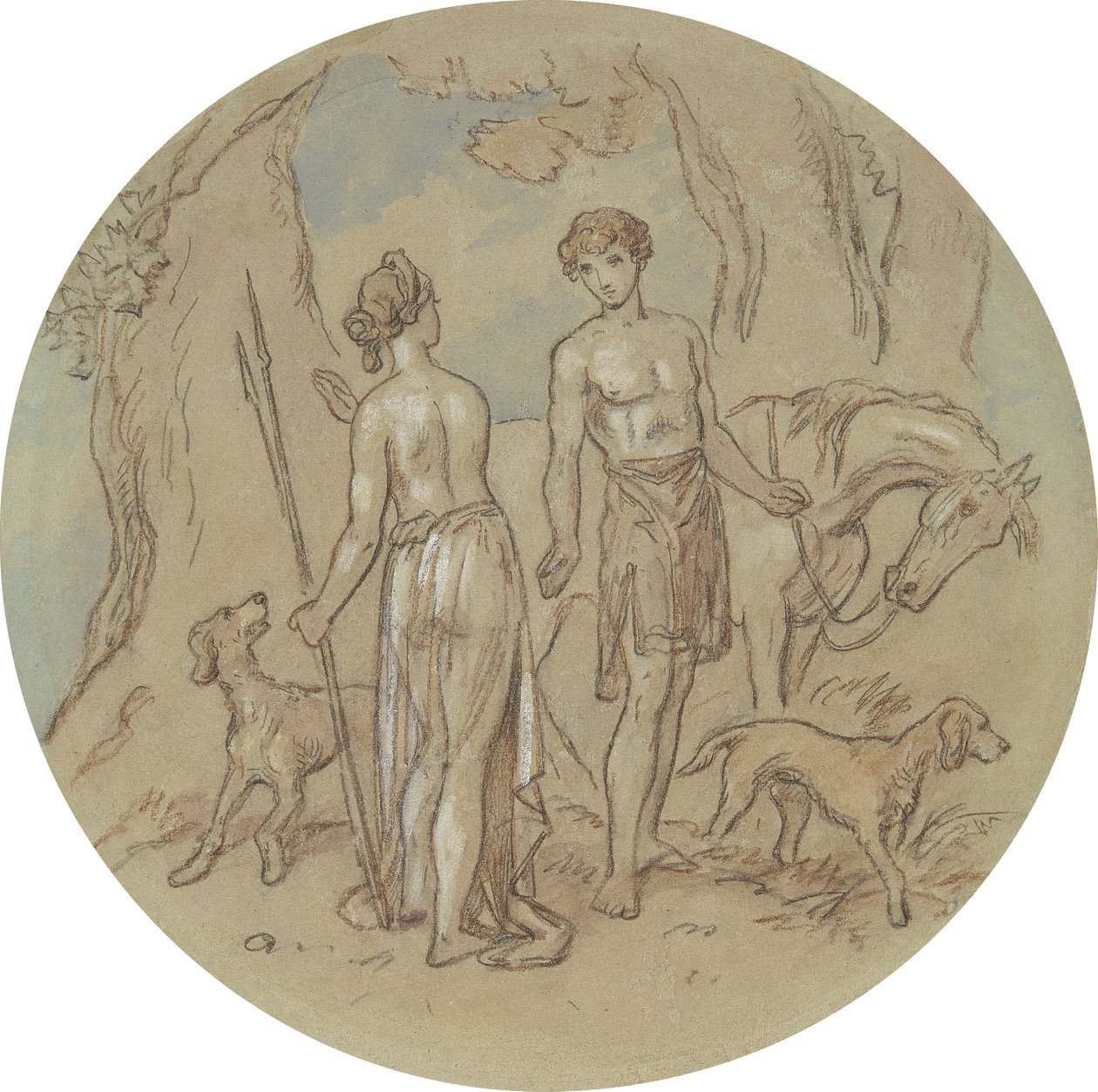 Et af atten designs til en serie af plader, der illustrerer Venus og Adonis af Hablot Knight Browne