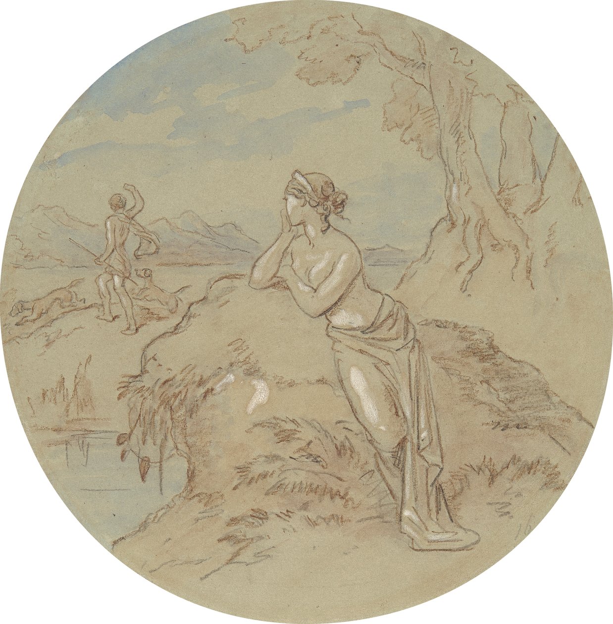 Et af atten designs til en serie af plader, der illustrerer Venus og Adonis af Hablot Knight Browne