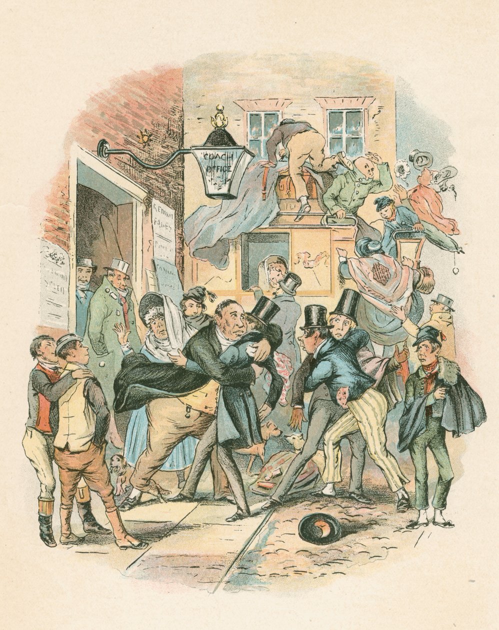 Scene fra Nicholas Nickelby af Charles Dickens, 1838-1839 af Hablot Knight Browne