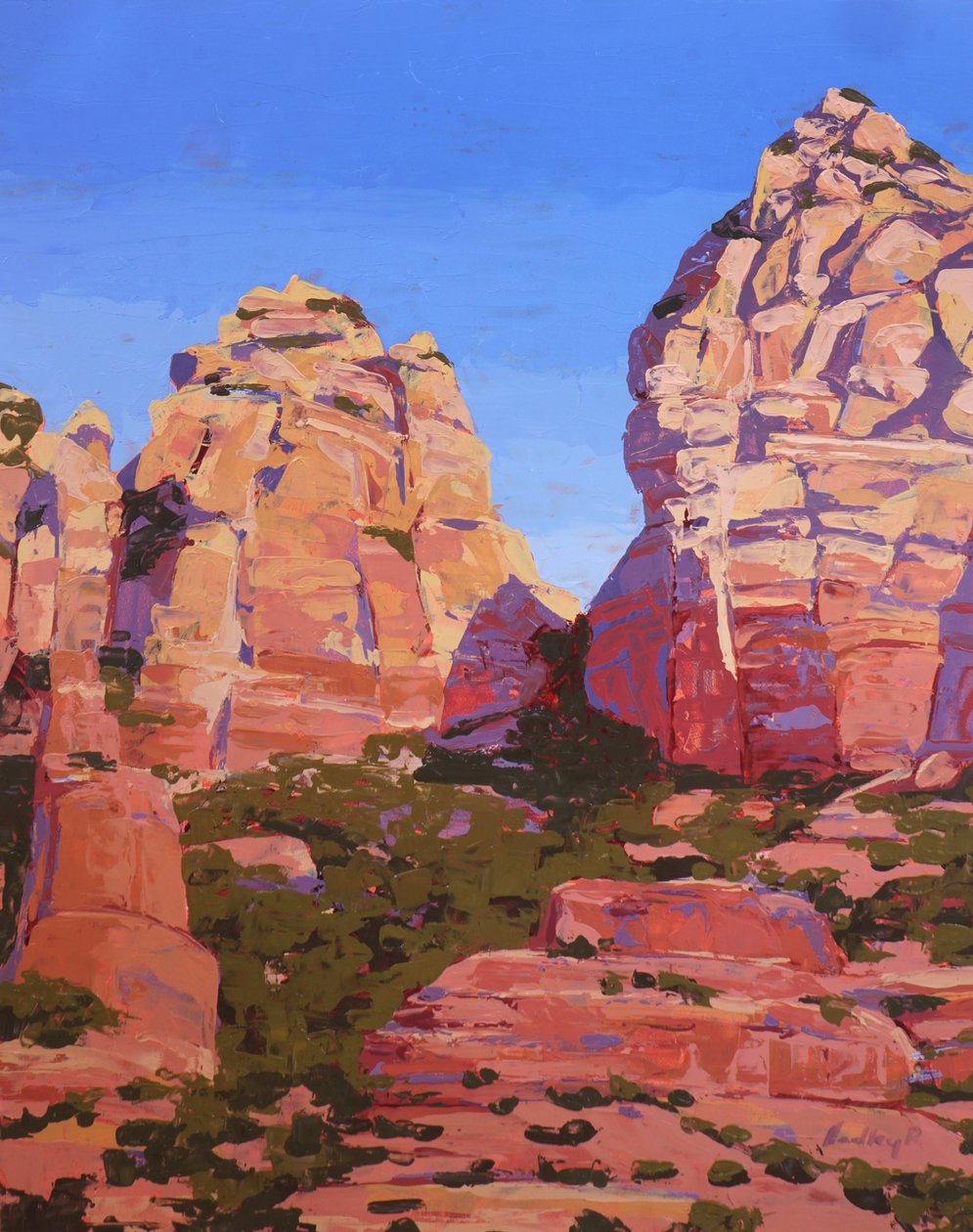 A Passage, Sedona, 2024 (olie på panel) af Hadley Rampton