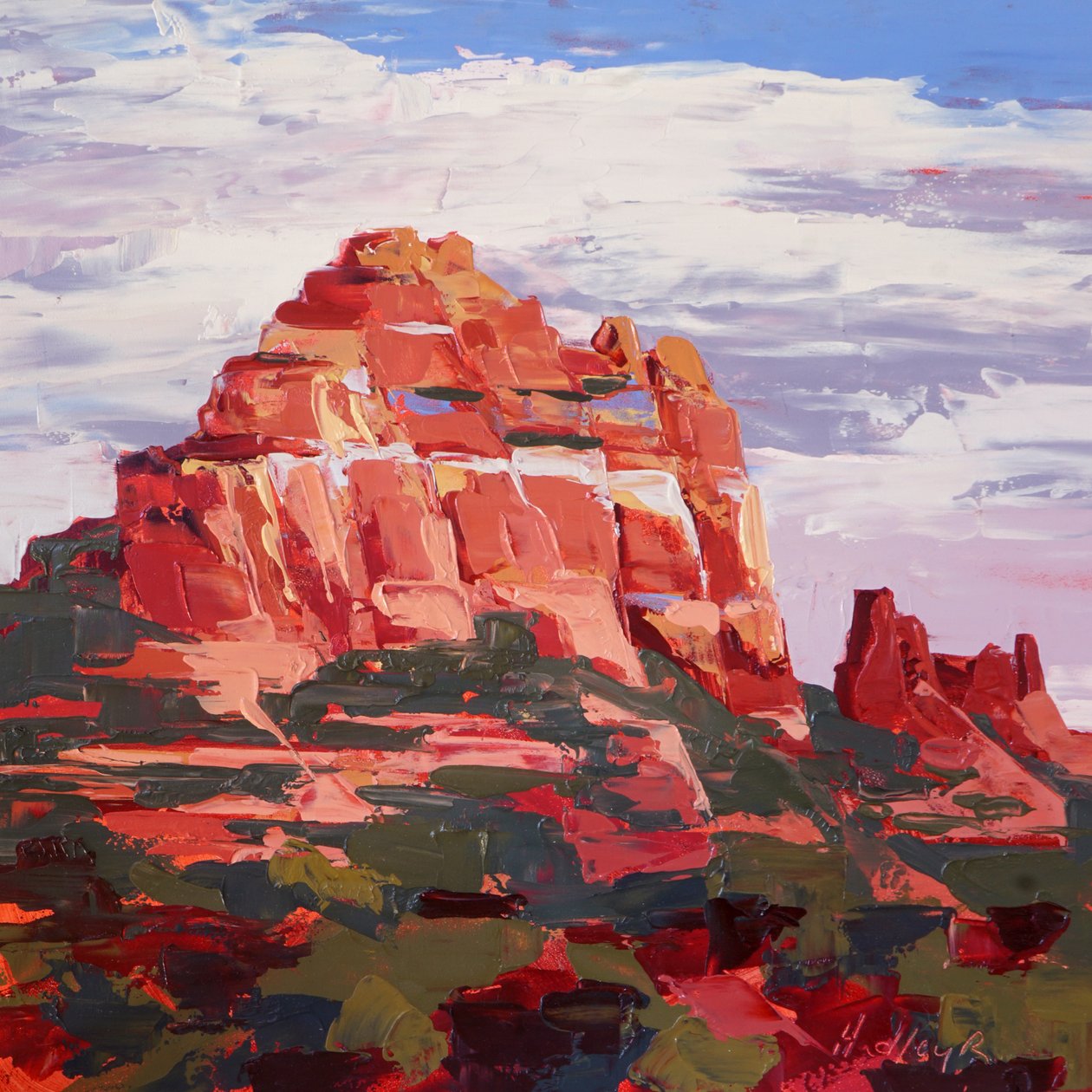 Camel Rock, Late Afternoon, Sedona, ca. 2022 (olie på panel) af Hadley Rampton